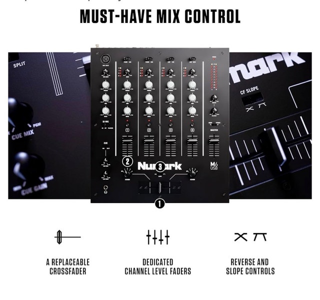 Numark M6 USB Professional 4-channel DJ Audio Mixer - photo 5