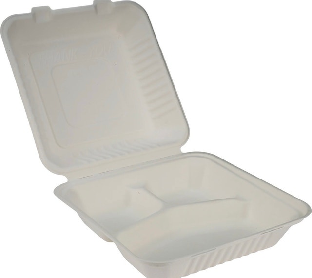 New Eco-Craze Bagasse 3 Compartment Clamshell Food Containers - photo 4