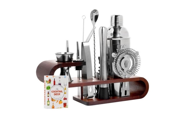 Brand New 15-Piece Cocktail Mixology Bartender Kit with Stand