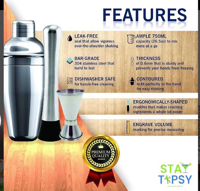 Brand New 15-Piece Cocktail Mixology Bartender Kit with Stand - photo 4