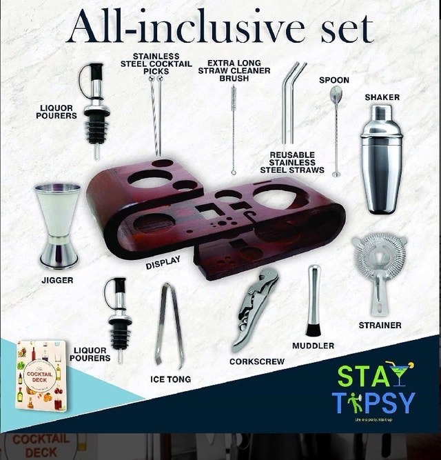 Brand New 15-Piece Cocktail Mixology Bartender Kit with Stand - photo 5