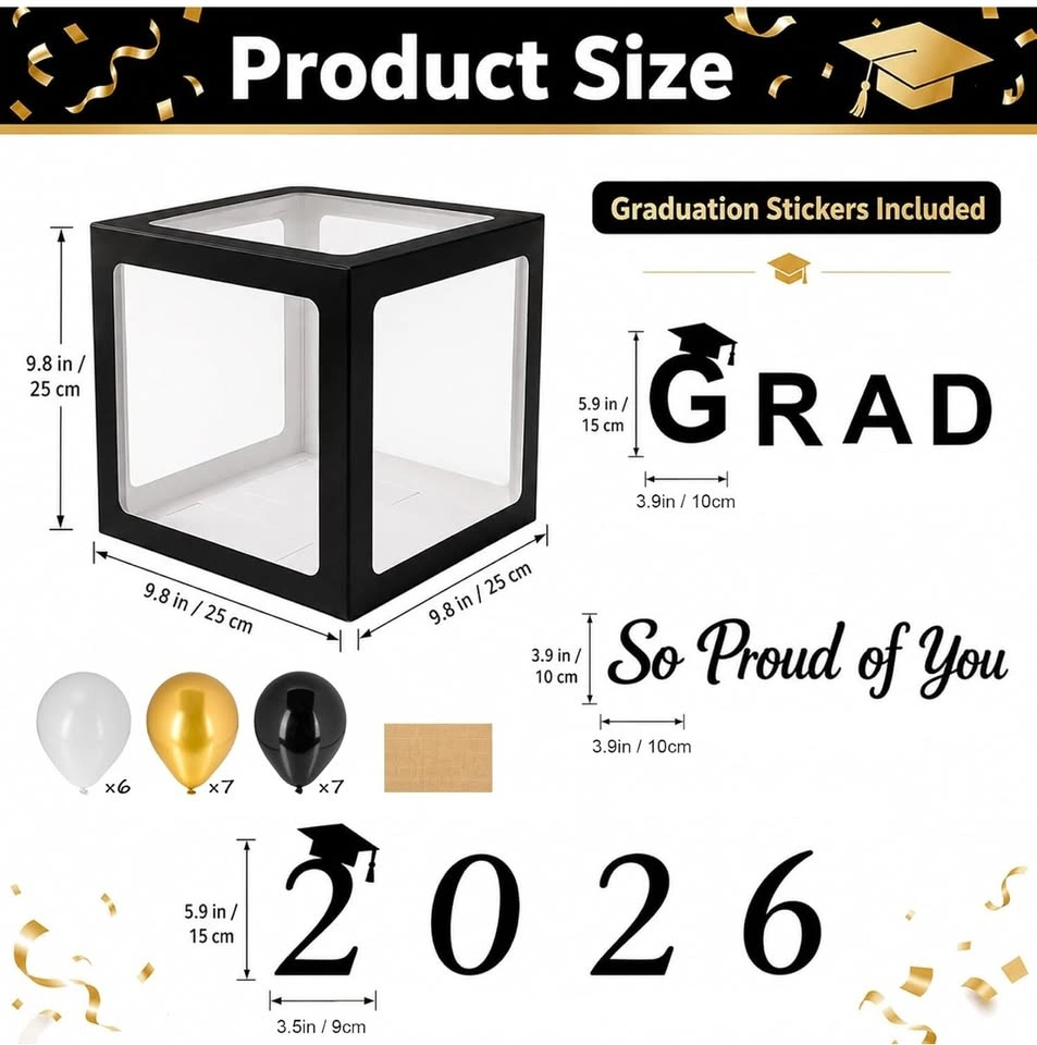 2026 Graduation Balloon Boxes Set - 4 Boxes & 20 Balloons - photo 3