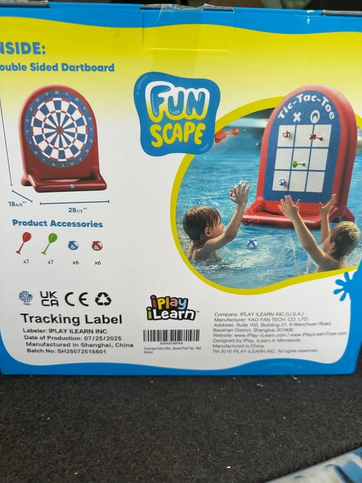 FunScape Inflatable Dart Board & Tic-Tac-Toe Pool Game 2-in-1 - photo 2
