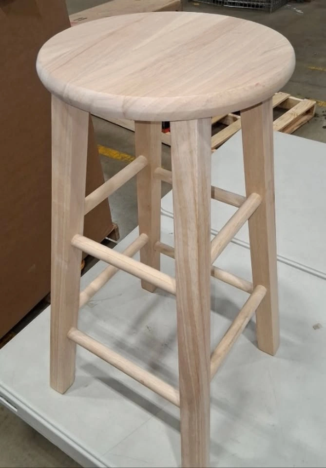 Solid Wood Bar Stool 24 inch - Unfinished Natural Wood, New - photo 2