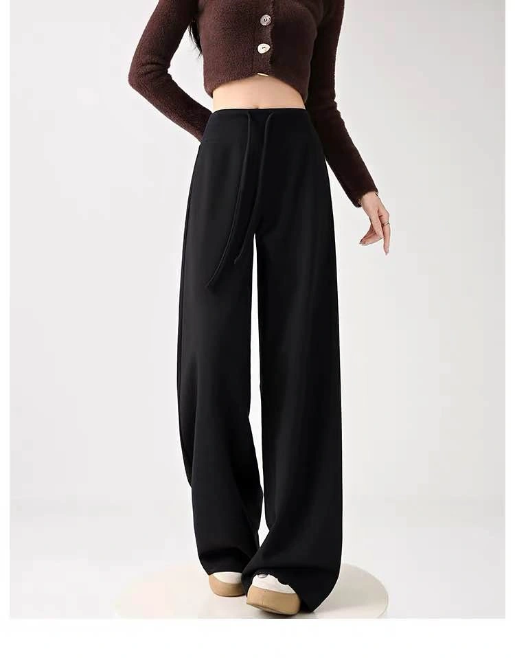 Women Black Wide-Leg Wool Trousers (size L)