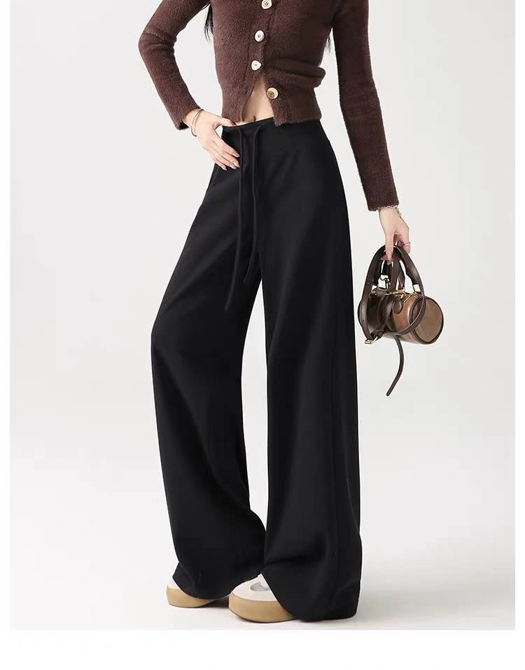 Women Black Wide-Leg Wool Trousers (size L) - photo 2