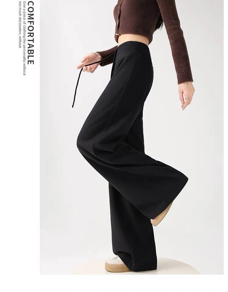 Women Black Wide-Leg Wool Trousers (size L) - photo 3