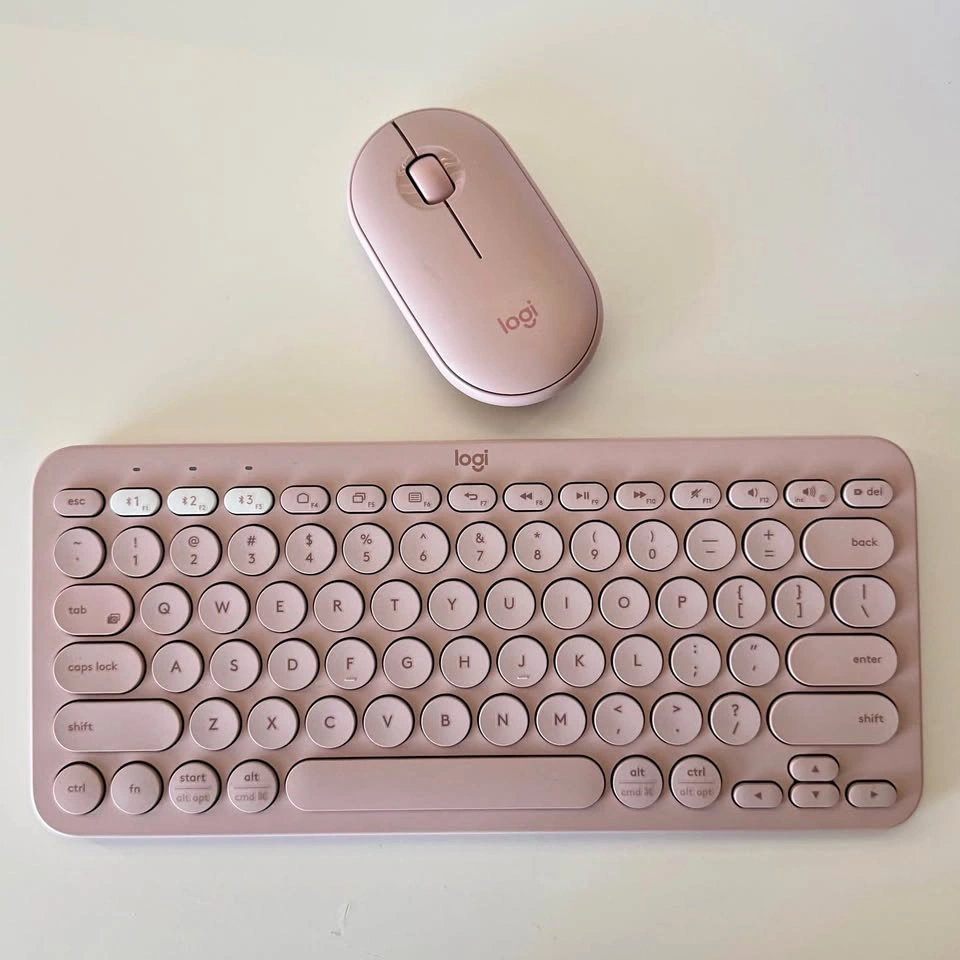 Logitech K380 Keyboard + Pebble M350 Mouse – Rose Pink
