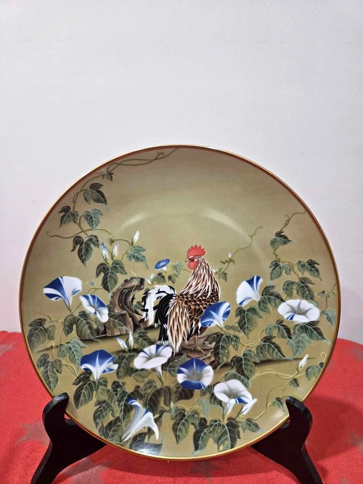 Vintage 1979 Franklin Mint Rooster & Morning Glory Plate