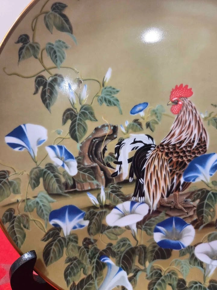 Vintage 1979 Franklin Mint Rooster & Morning Glory Plate - photo 3