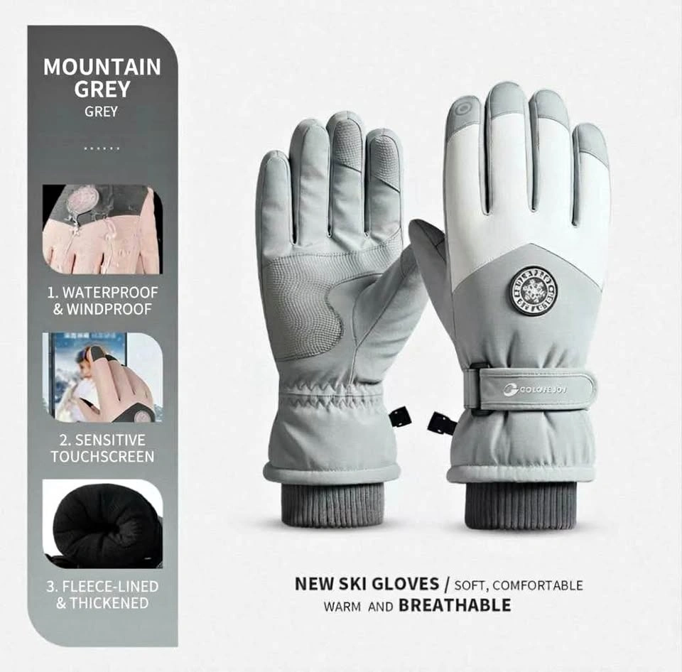 GOLOVEJOY Mountain Grey Ski Gloves for Women