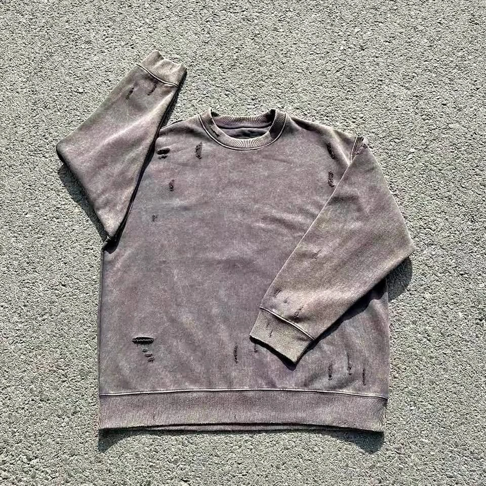 Distressed Washed Brown Charcoal Crewneck Sweatshirt (size XL)