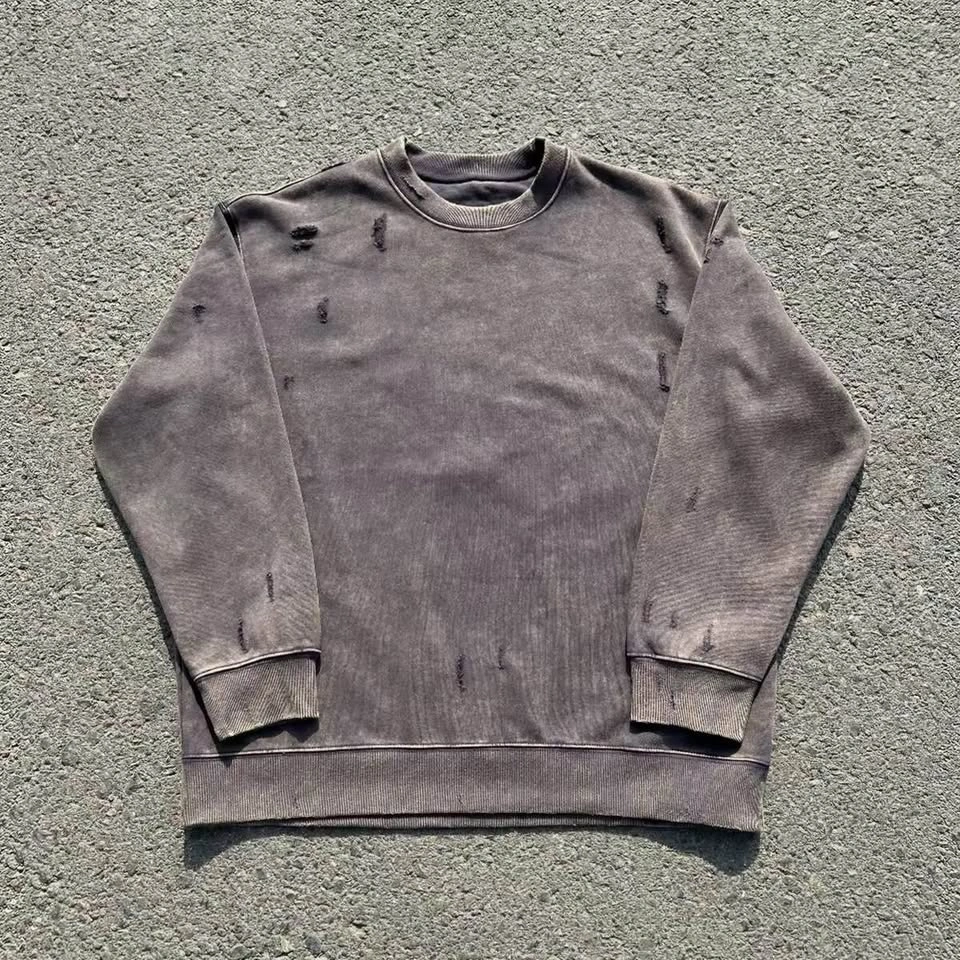Distressed Washed Brown Charcoal Crewneck Sweatshirt (size XL) - photo 2