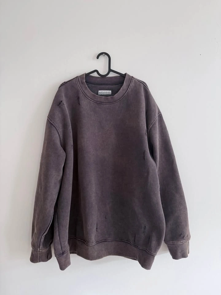 Distressed Washed Brown Charcoal Crewneck Sweatshirt (size XL) - photo 3
