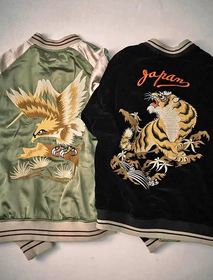 Japanese Reversible Eagle & Roaring Tiger Souvenir Jacket (size