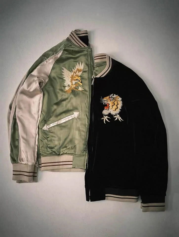 Japanese Reversible Eagle & Roaring Tiger Souvenir Jacket (size - photo 3