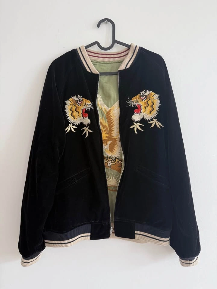 Japanese Reversible Eagle & Roaring Tiger Souvenir Jacket (size - photo 5