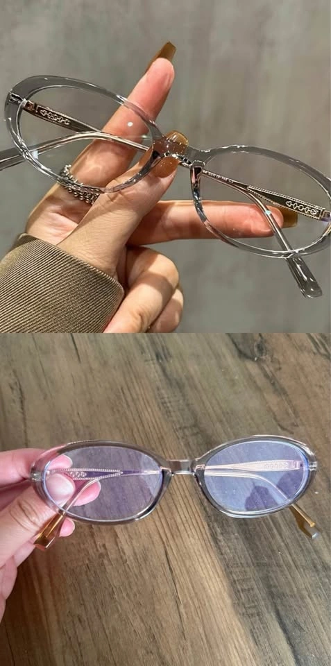 Oval shaped glasses Grey color