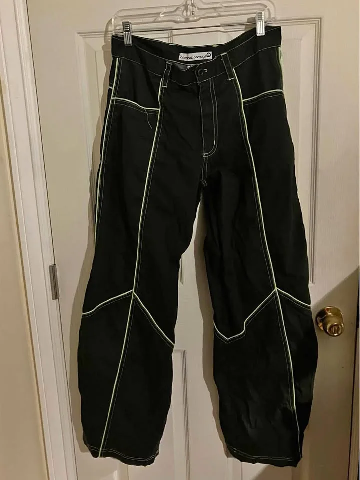 Neon green punk style pants thumbnail