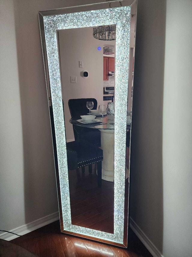 Crushed Diamond LED Floor Mirror