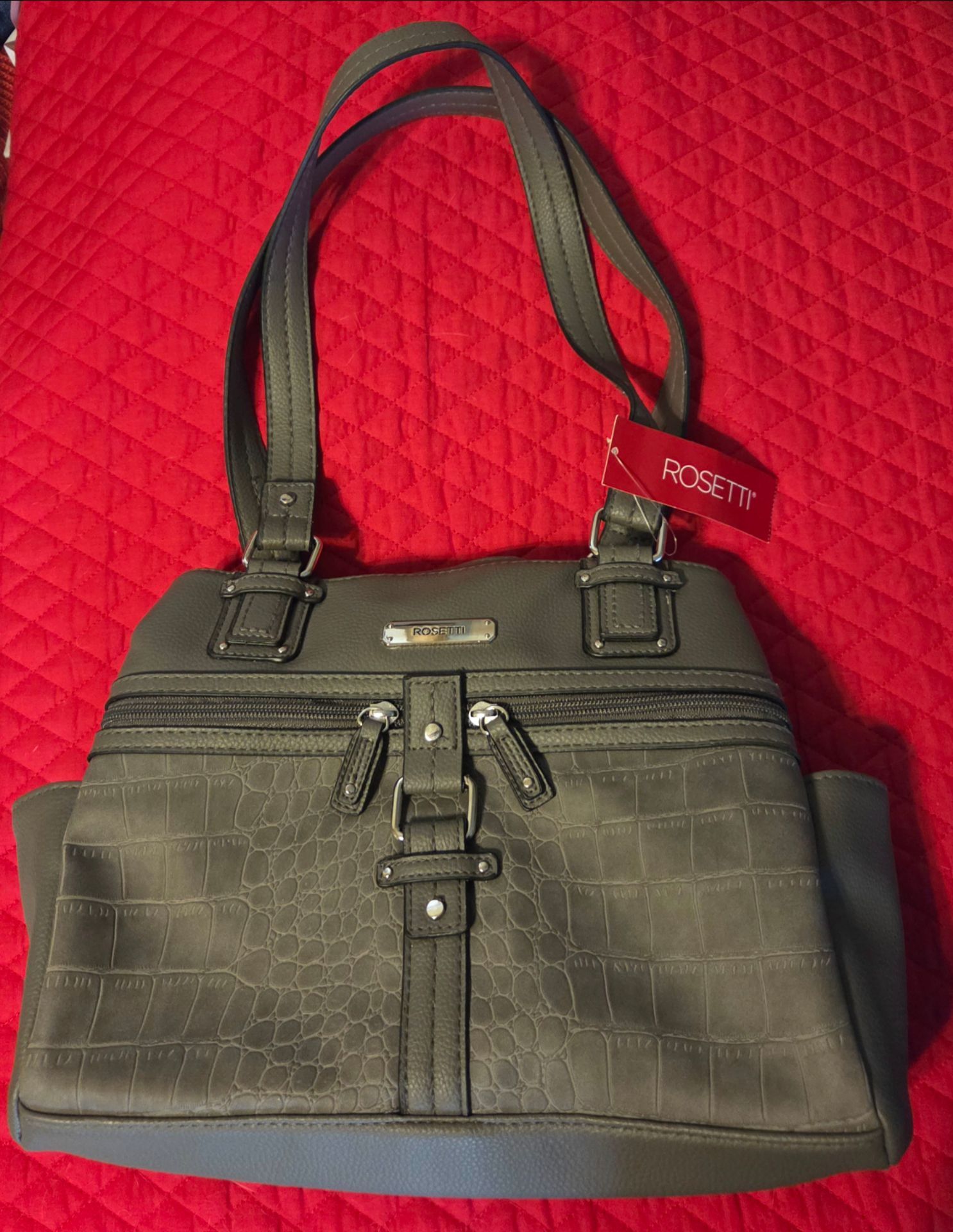 NWT Rosetti Midtown satchel bag/purse smoke crocodile gray