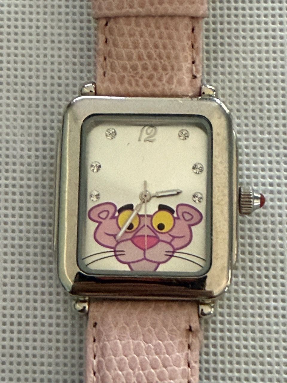 Pink Panther Square Face Watch Pink Strap new battery - photo 2