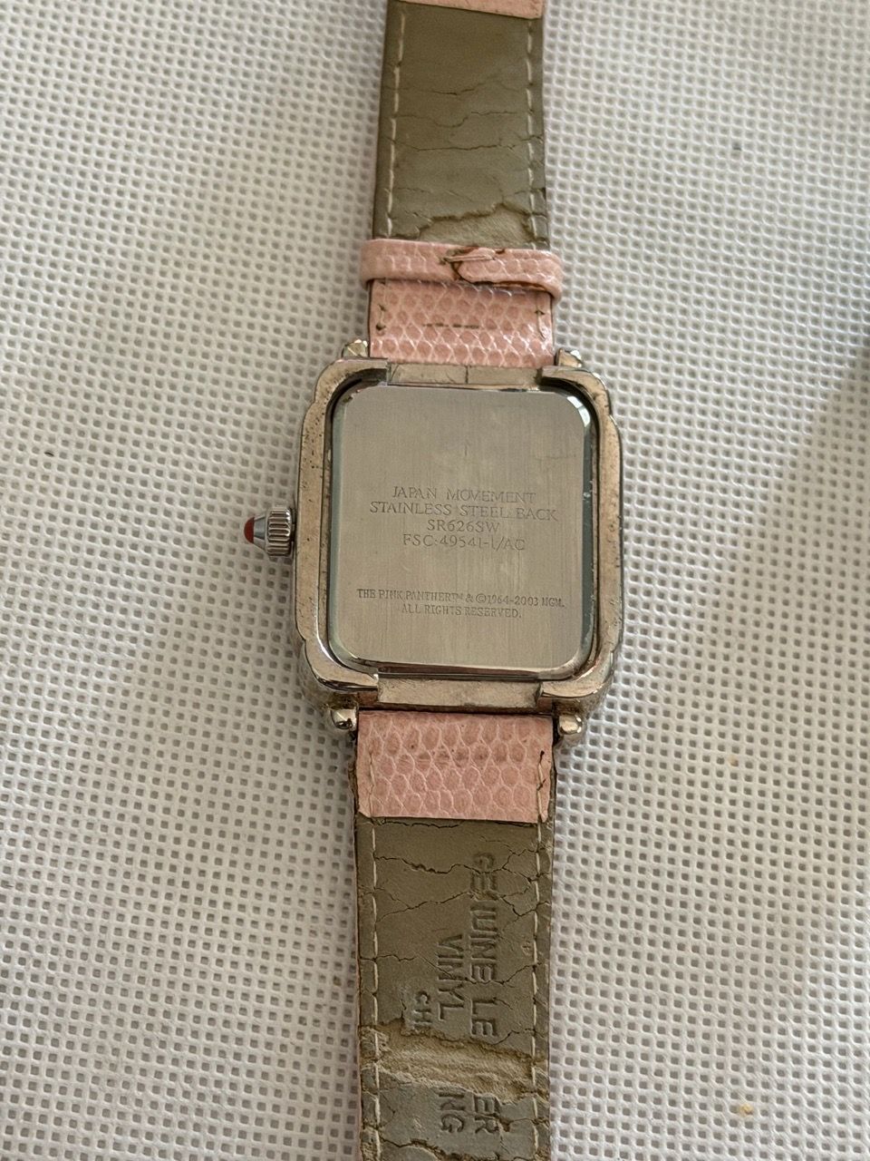 Pink Panther Square Face Watch Pink Strap new battery - photo 3