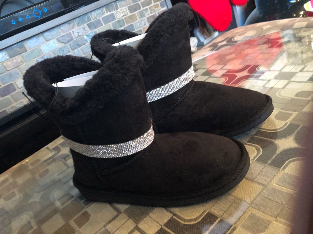 BEBE Boots with Rhinestone Strap