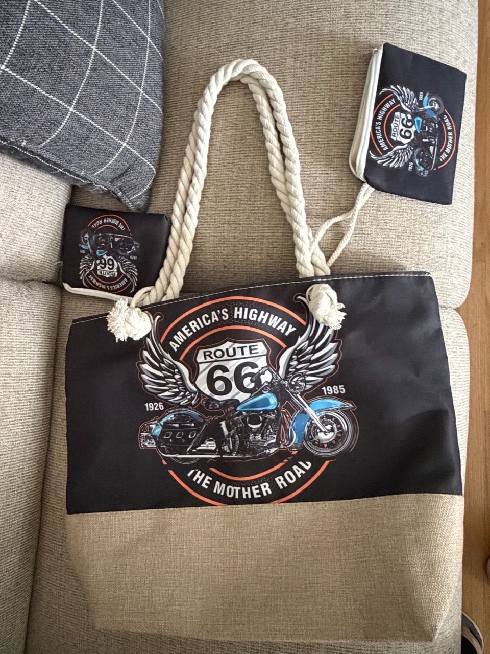 Route 66 Tote Bag with 2 Wallets Set