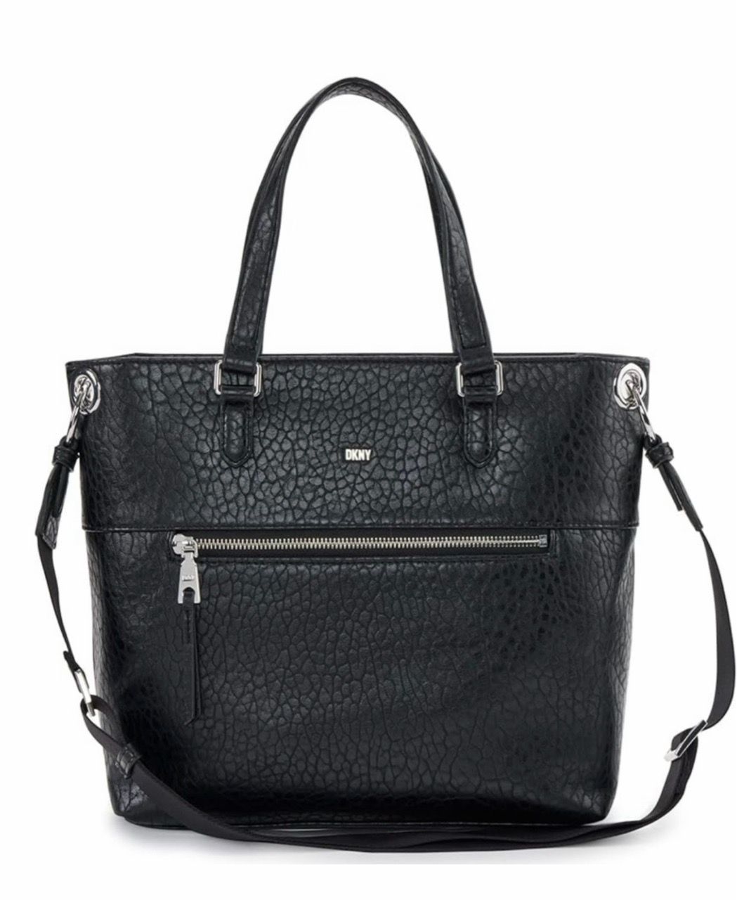DKNY Black Pebbled Leather Tote Bag