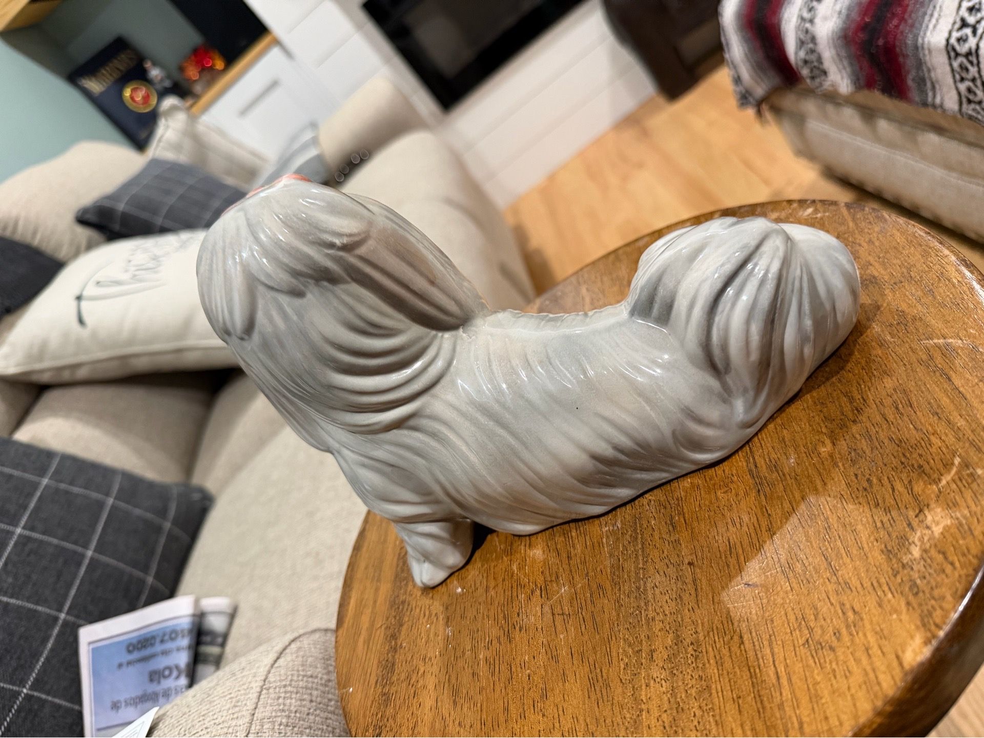 LARGE VINTAGE CERAMIC SHIH TZU DOG STATUE FIGURE - photo 2