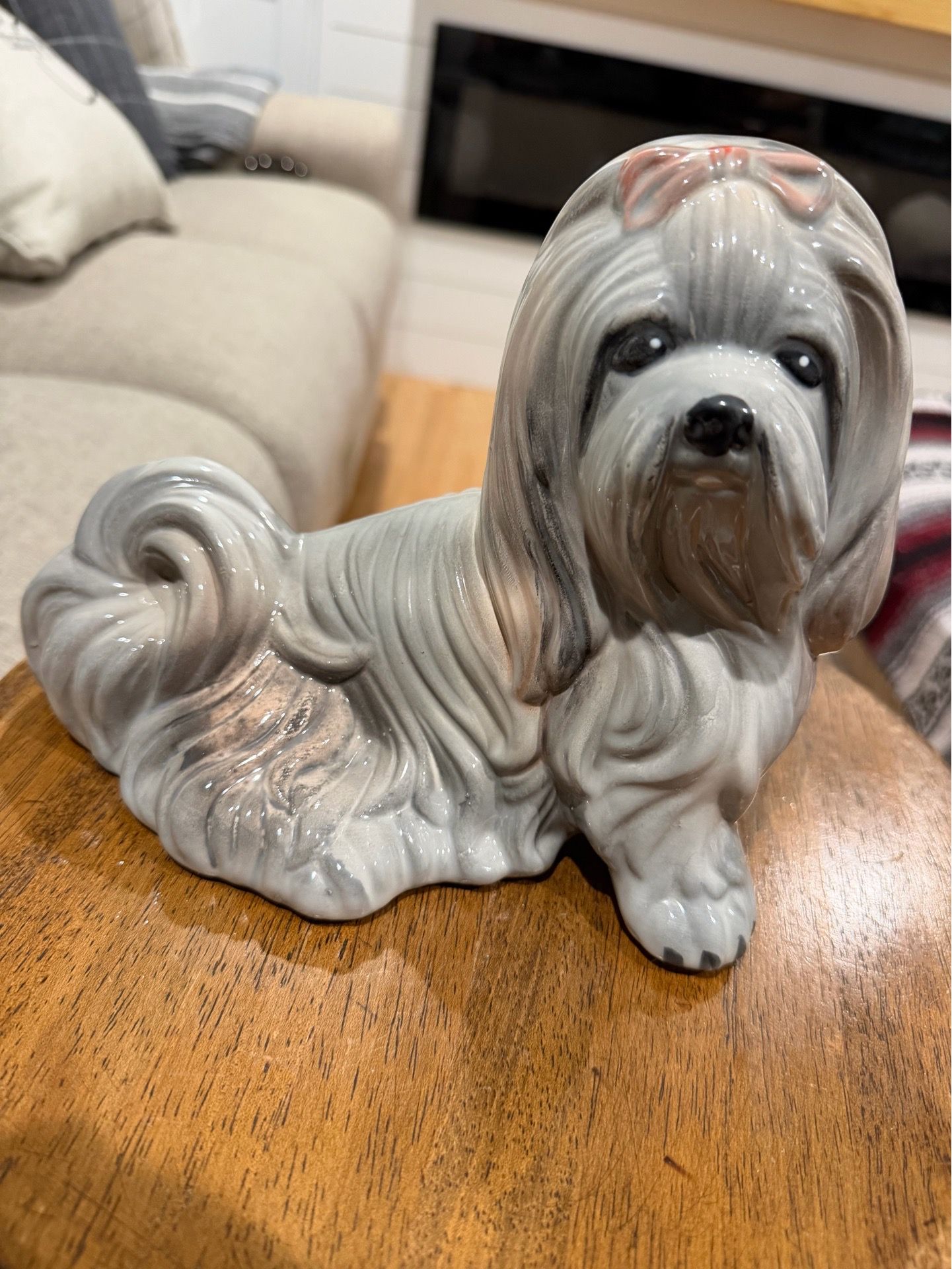 LARGE VINTAGE CERAMIC SHIH TZU DOG STATUE FIGURE - photo 5