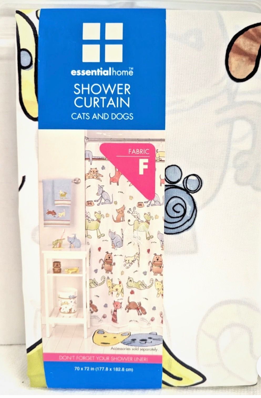 Essential Home Cats and Dogs Fabric Shower Curtain