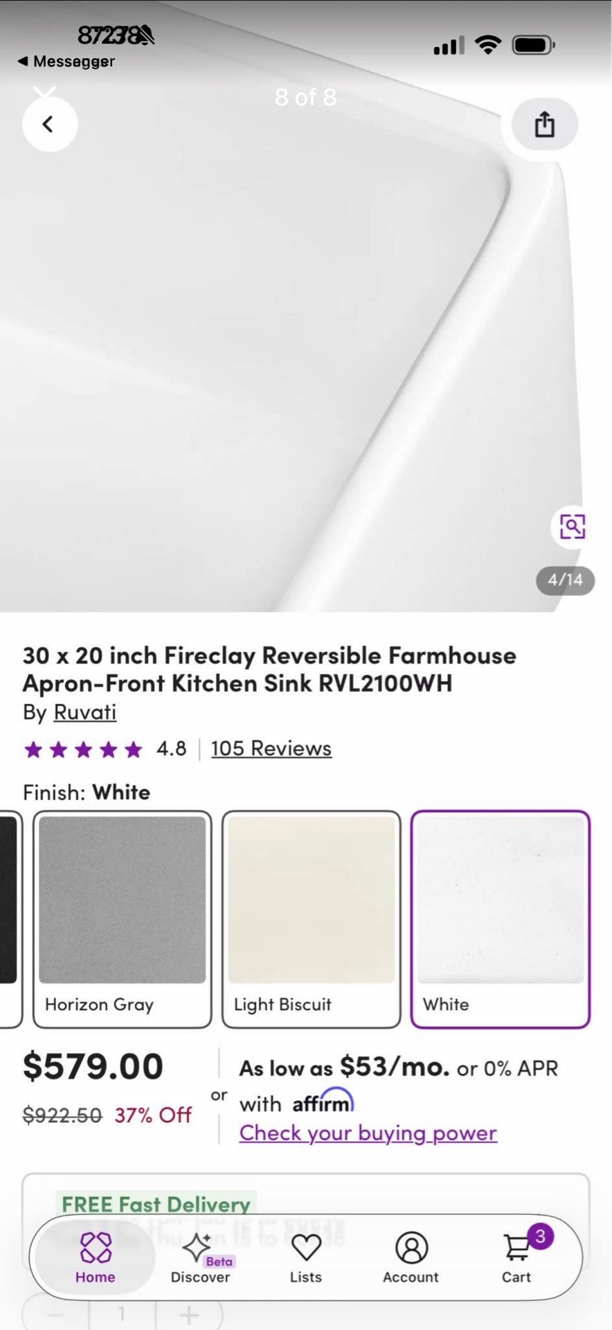 30 x 20 inch Fireclay Reversible Farmhouse Apron-Front Sink - photo 3