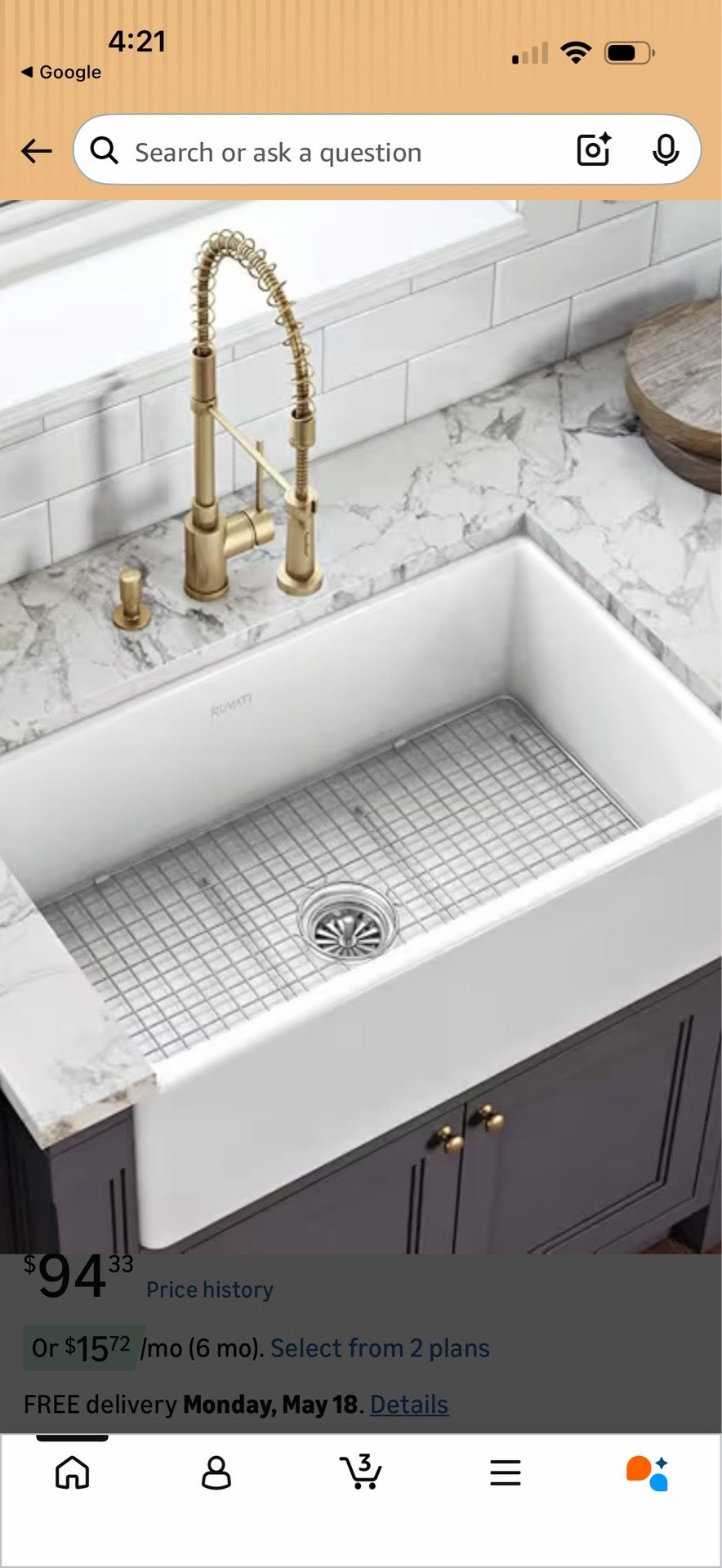 Ruvati Bottom Rinse Grid and Stainless Steel Sink Drain - photo 2