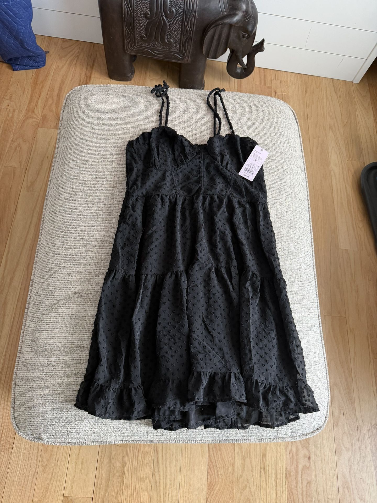 Wild Fable Black Textured Mini Dress Size M