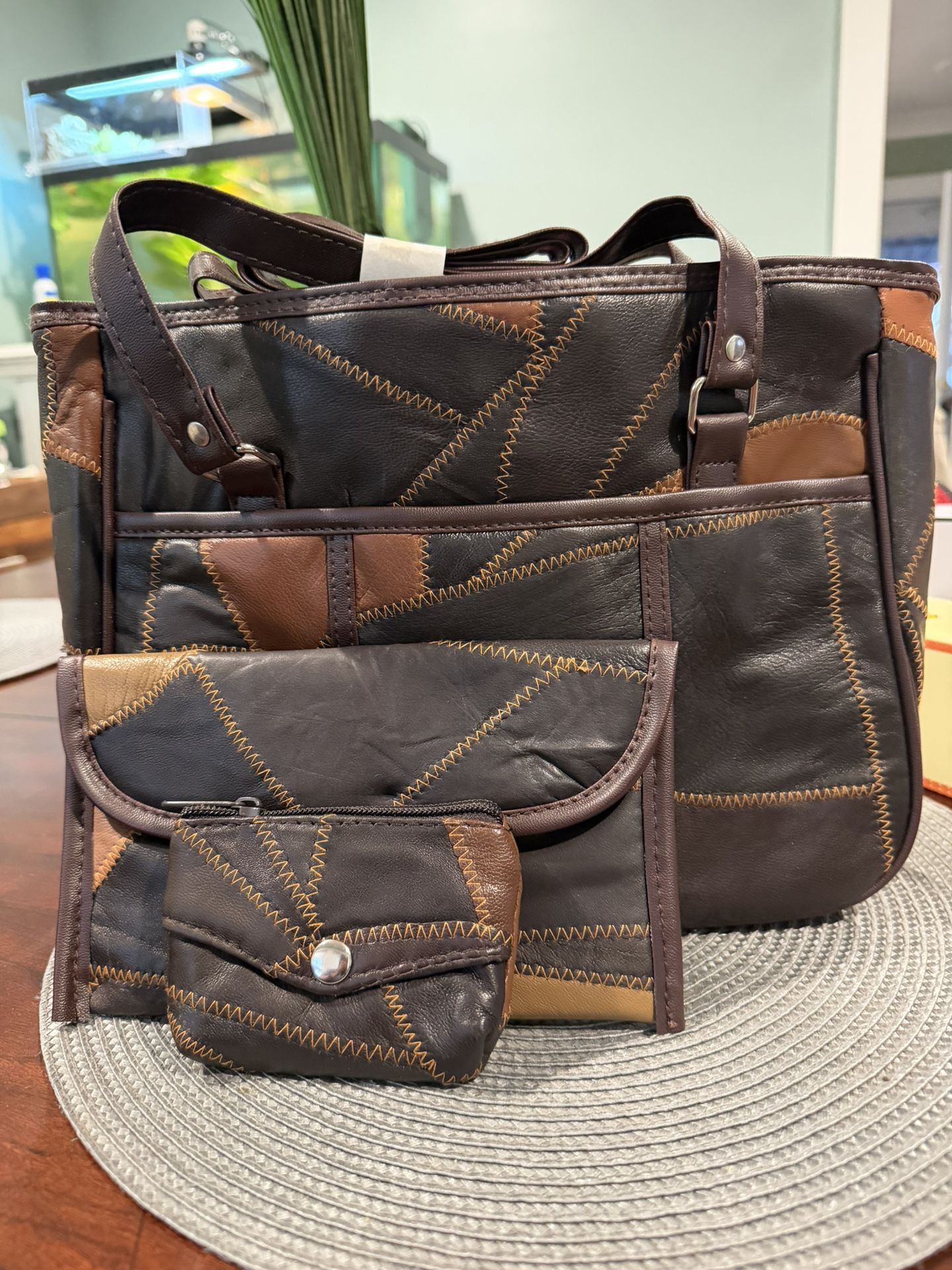 3-Piece Patched Tote Bag Set