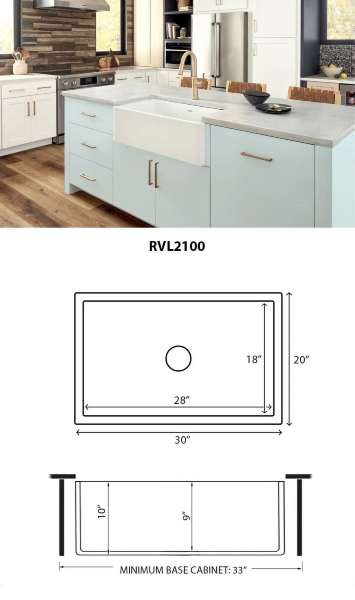 30 x 20 inch Fireclay Reversible Farmhouse Apron-Front Sink
