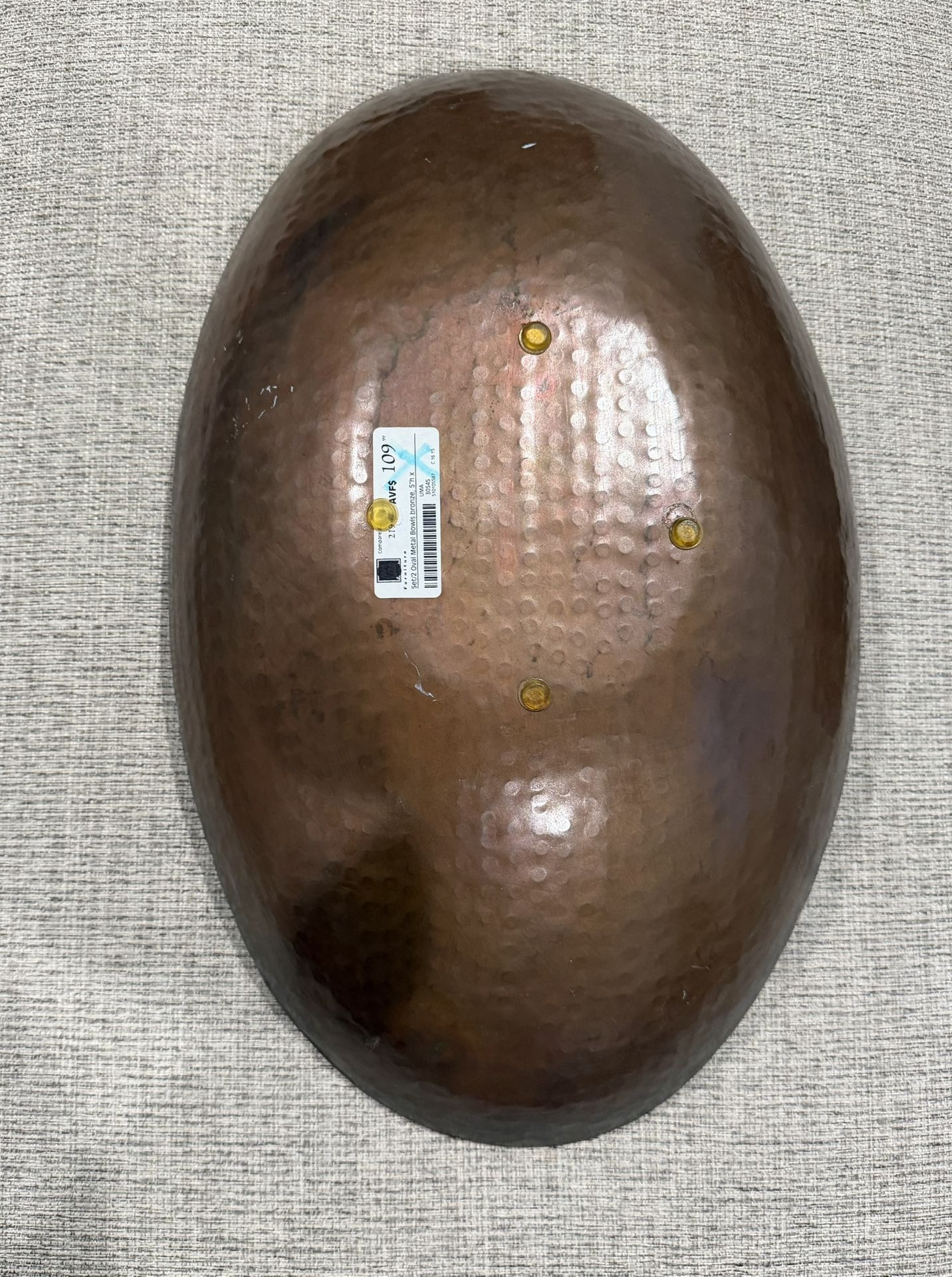 Oval Metal Bowl Bronze - photo 2