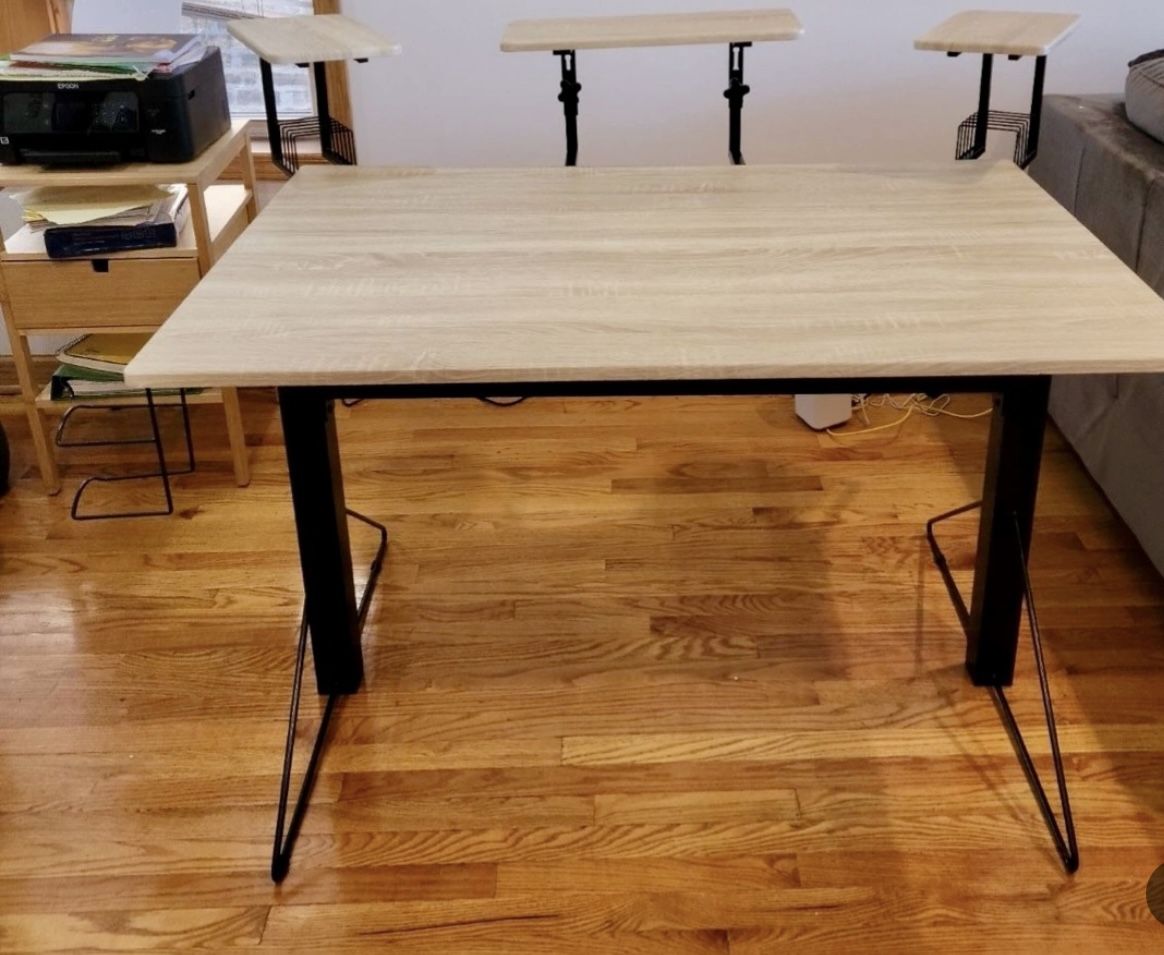 Large Gaming Desk with Monitor Stands and Accessory Holders