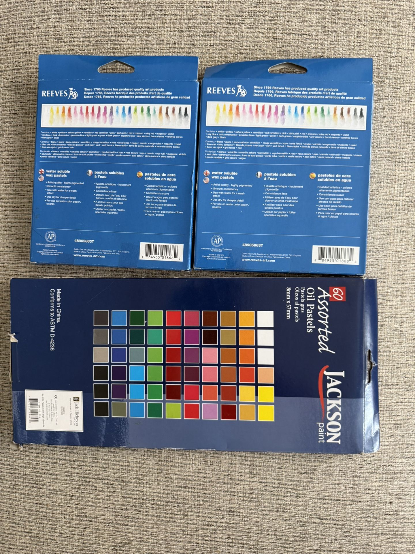 60 Assorted Oil Pastels and 2 Boxes of 24 Reeves Wax Pastels - photo 2