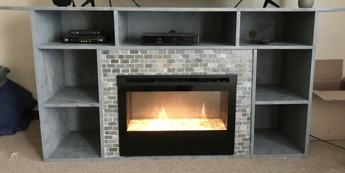 Entertainment Center with Electric Fireplace and 2 Side Tables