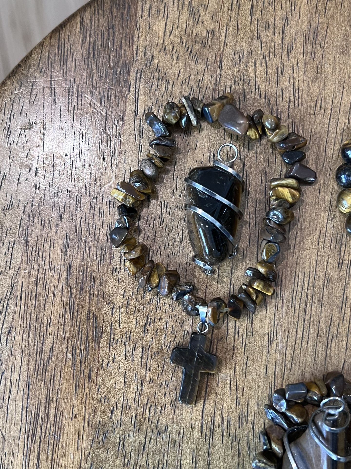 Black Tourmaline And Tiger Eye Quartz Bracelet And Pendant - photo 2