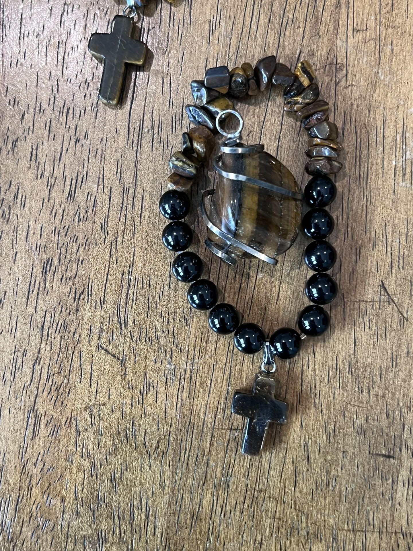 Black Tourmaline And Tiger Eye Quartz Bracelet And Pendant - photo 4