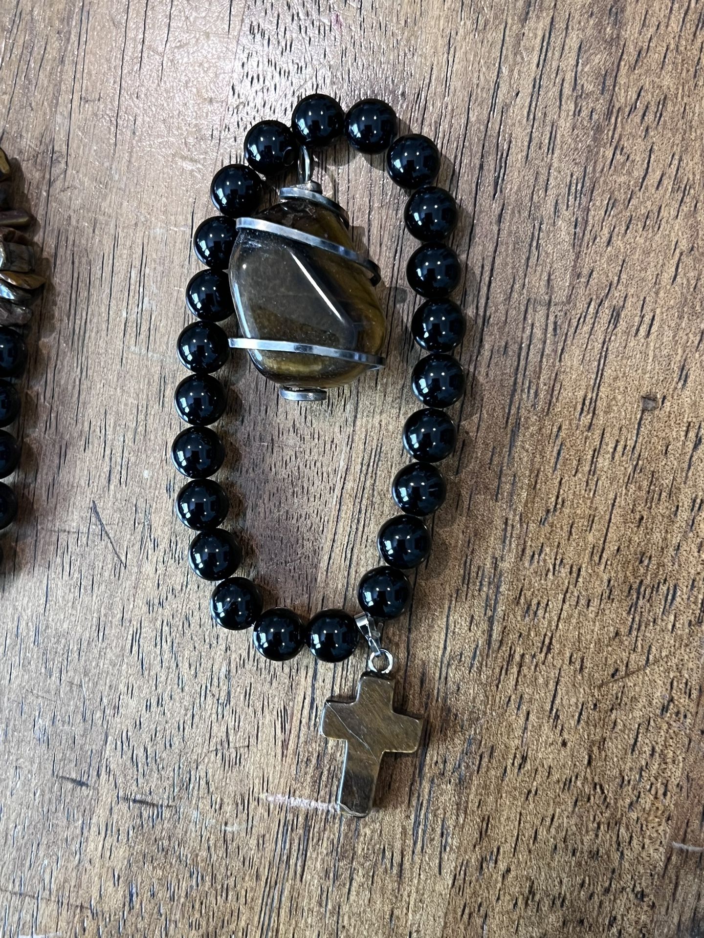 Black Tourmaline And Tiger Eye Quartz Bracelet And Pendant - photo 5