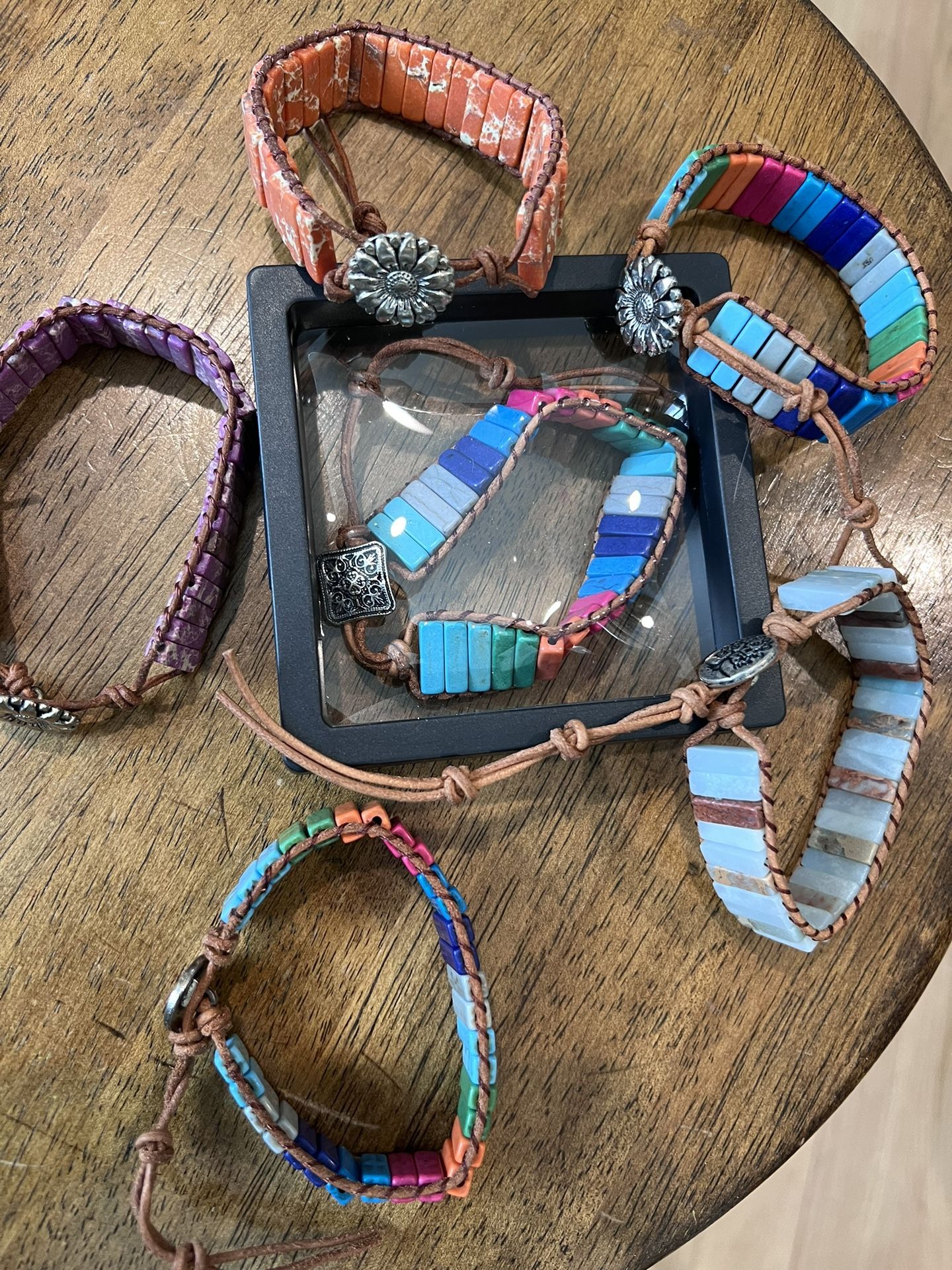 Chakra Bracelets with Real Stones Leather Wrap Healing Bead Brac
