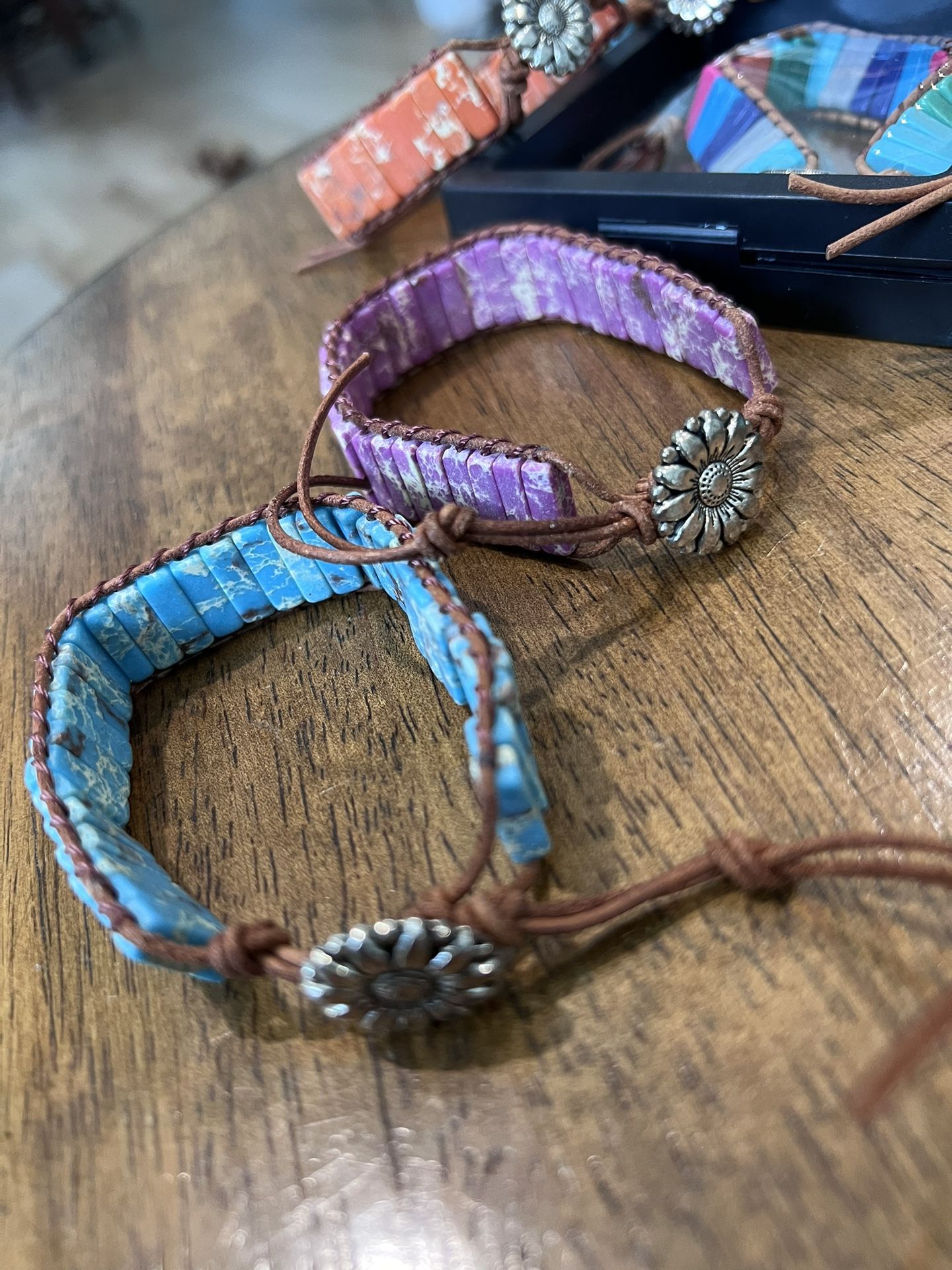 Chakra Bracelets with Real Stones Leather Wrap Healing Bead Brac - photo 2