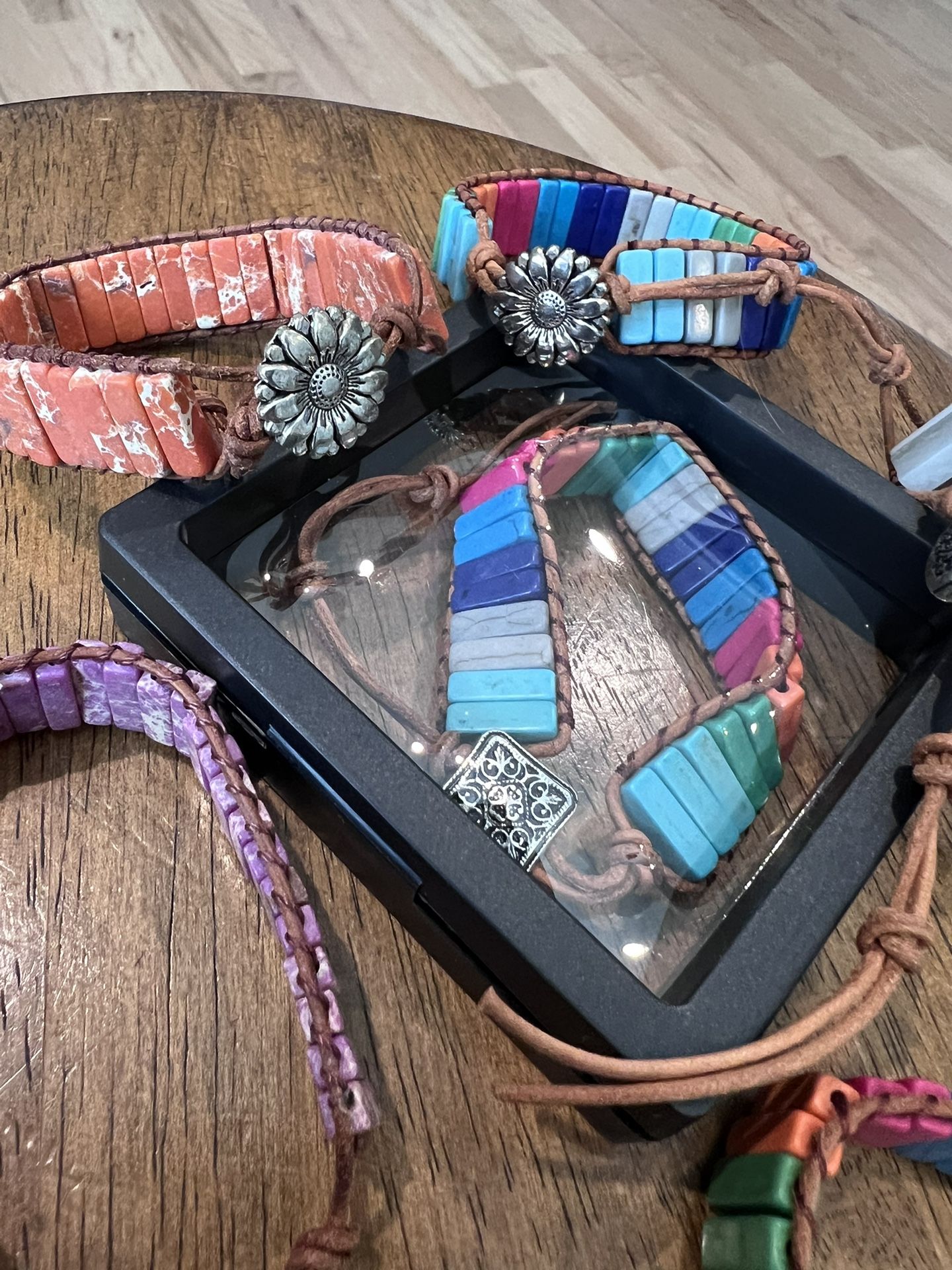 Chakra Bracelets with Real Stones Leather Wrap Healing Bead Brac - photo 3