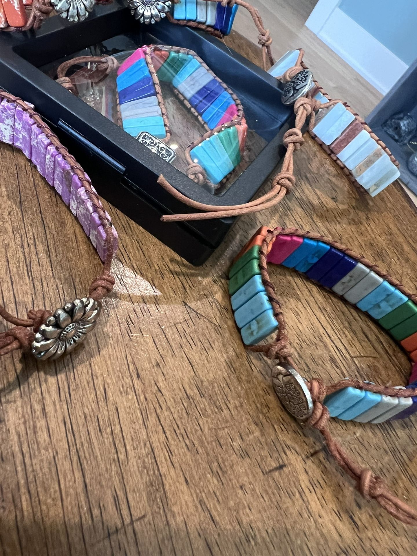Chakra Bracelets with Real Stones Leather Wrap Healing Bead Brac - photo 4