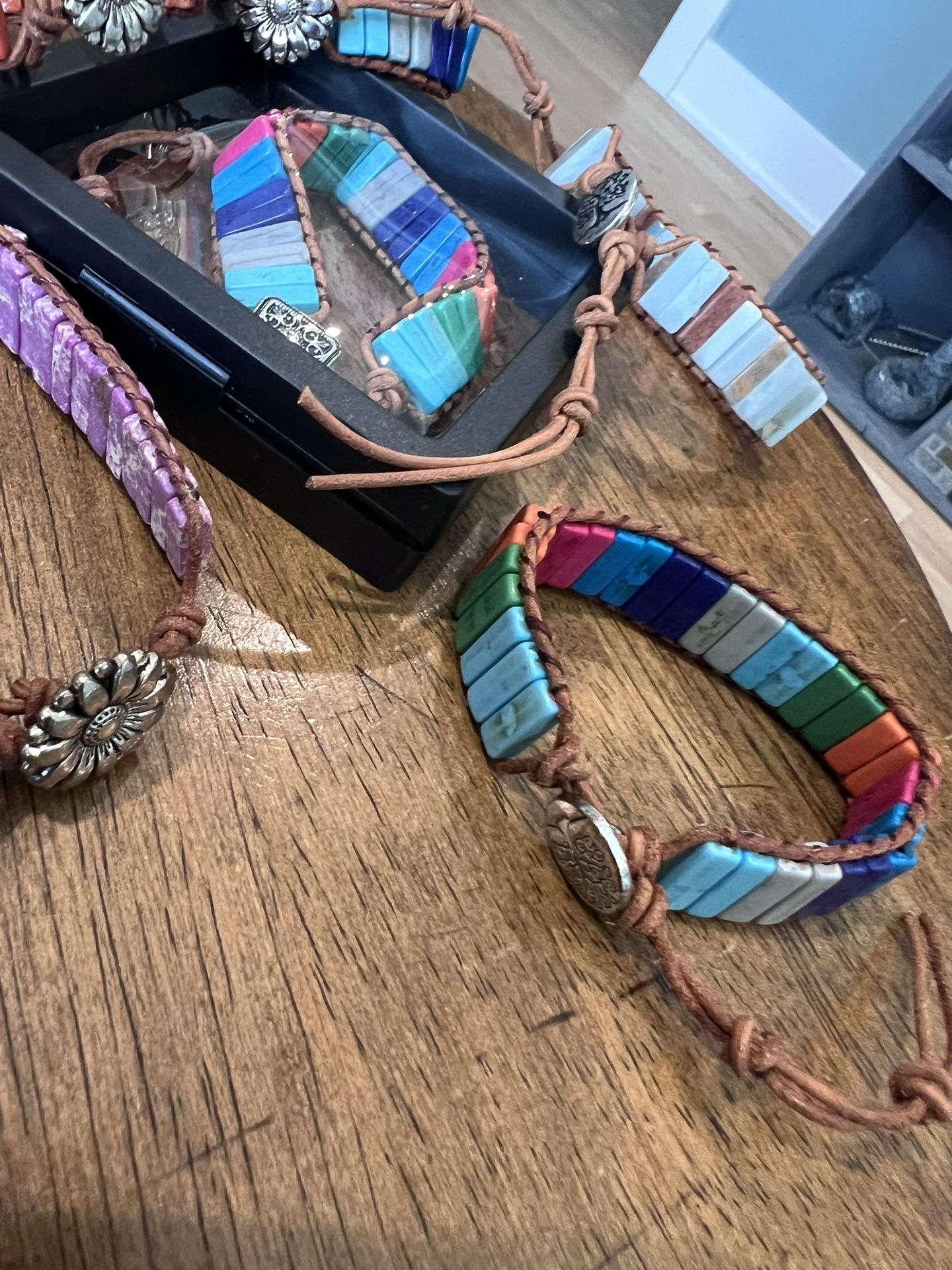Chakra Bracelets with Real Stones Leather Wrap Healing Bead Brac - photo 5